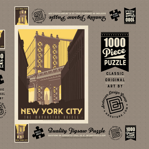 Darstellung des Puzzle Motivs New York City: Manhattan Bridge, Vintage Poster New York City: Manhattan Bridge, Vintage Poster 1000 Puzzle Schachtel 3D Modell