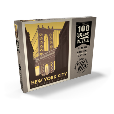 Darstellung des Puzzle Motivs New York City: Manhattan Bridge, Vintage Poster 100 Puzzle Schachtel Ansicht2