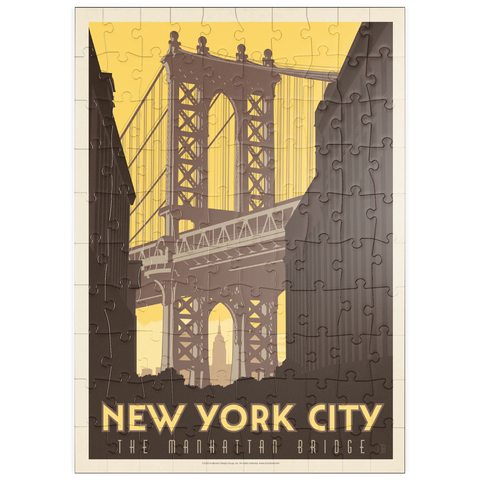 Darstellung des Puzzle Motivs New York City: Manhattan Bridge, Vintage Poster puzzleplate New York City: Manhattan Bridge, Vintage Poster 100 Puzzle