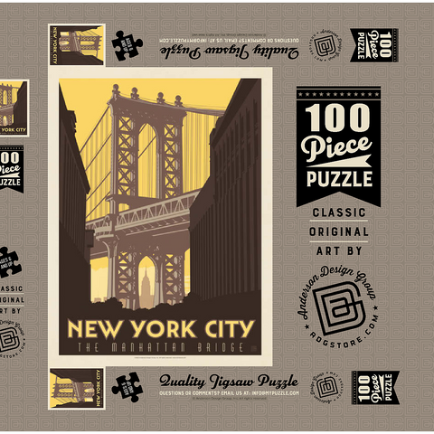 Darstellung des Puzzle Motivs New York City: Manhattan Bridge, Vintage Poster New York City: Manhattan Bridge, Vintage Poster 100 Puzzle Schachtel 3D Modell