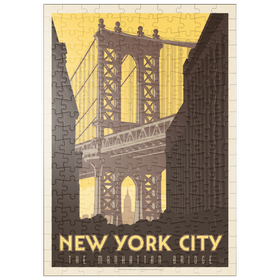Darstellung des Puzzle Motivs New York City: Manhattan Bridge, Vintage Poster - Puzzleteile: 200