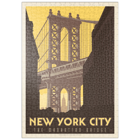 Darstellung des Puzzle Motivs New York City: Manhattan Bridge, Vintage Poster puzzleplate New York City: Manhattan Bridge, Vintage Poster 500 Puzzle