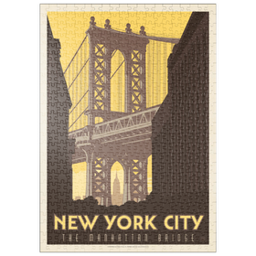 Darstellung des Puzzle Motivs New York City: Manhattan Bridge, Vintage Poster - Puzzleteile: 500