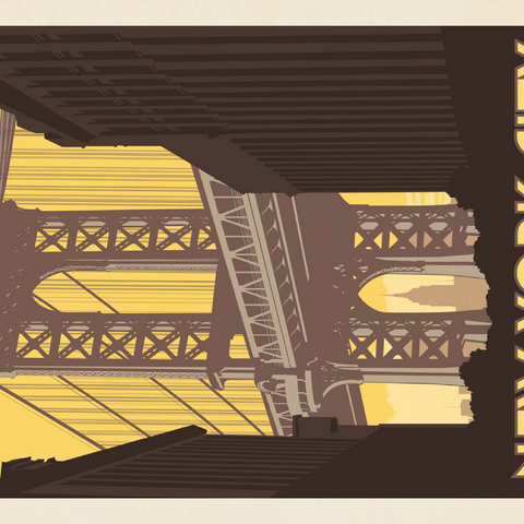 Darstellung des Puzzle Motivs New York City: Manhattan Bridge, Vintage Poster New York City: Manhattan Bridge, Vintage Poster 500 Puzzle 3D Modell