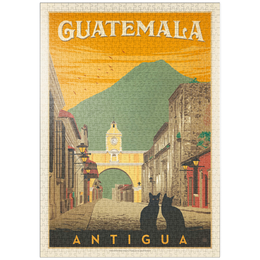 Darstellung des Puzzle Motivs puzzleplate Guatemala: Antigua Street Scene, Vintage Poster 1000 Puzzle