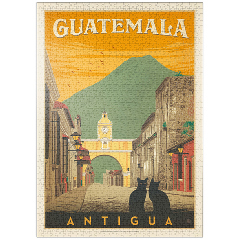 Darstellung des Puzzle Motivs Guatemala: Antigua Street Scene, Vintage Poster puzzleplate Guatemala: Antigua Street Scene, Vintage Poster 1000 Puzzle