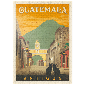 Darstellung des Puzzle Motivs Guatemala: Antigua Street Scene, Vintage Poster - Puzzleteile: 1000