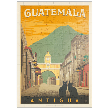 Darstellung des Puzzle Motivs puzzleplate Guatemala: Antigua Street Scene, Vintage Poster 100 Puzzle