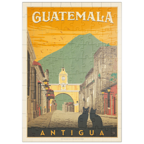 Darstellung des Puzzle Motivs Guatemala: Antigua Street Scene, Vintage Poster - Puzzleteile: 100