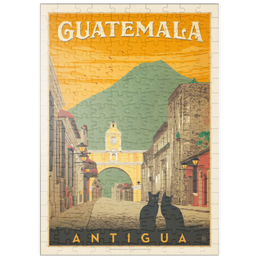 Darstellung des Puzzle Motivs puzzleplate Guatemala: Antigua Street Scene, Vintage Poster 200 Puzzle
