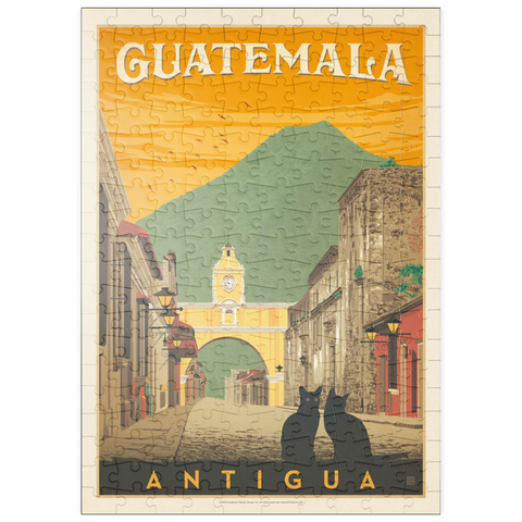 Darstellung des Puzzle Motivs Guatemala: Antigua Street Scene, Vintage Poster puzzleplate Guatemala: Antigua Street Scene, Vintage Poster 200 Puzzle