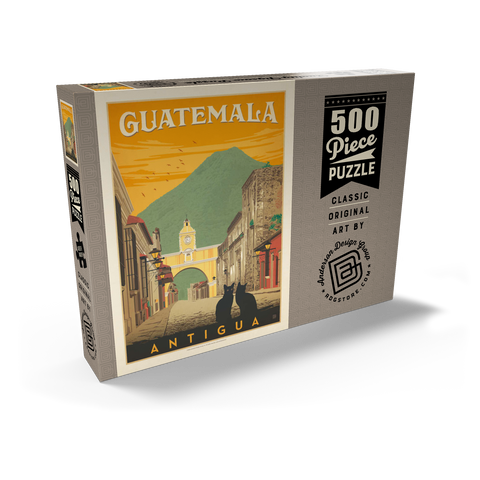 Darstellung des Puzzle Motivs Guatemala: Antigua Street Scene, Vintage Poster Guatemala: Antigua Street Scene, Vintage Poster 500 Puzzle Schachtel Ansicht2