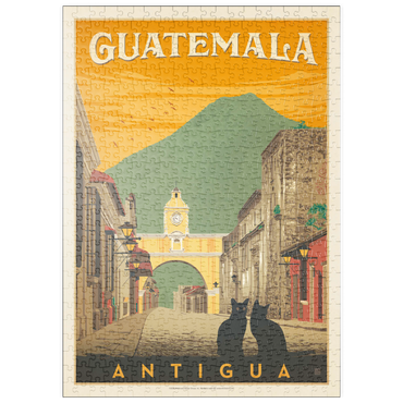 Darstellung des Puzzle Motivs puzzleplate Guatemala: Antigua Street Scene, Vintage Poster 500 Puzzle
