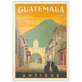 Darstellung des Puzzle Motivs Guatemala: Antigua Street Scene, Vintage Poster - Puzzleteile: 500