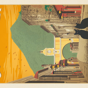 Darstellung des Puzzle Motivs Guatemala: Antigua Street Scene, Vintage Poster 500 Puzzle 3D Modell