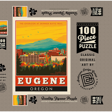 Darstellung des Puzzle Motivs American College Towns: Eugene, Oregon 100 Puzzle Schachtel 3D Modell
