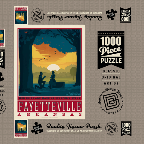 Darstellung des Puzzle Motivs American College Towns: Fayetteville, Arkansas American College Towns: Fayetteville, Arkansas 1000 Puzzle Schachtel 3D Modell