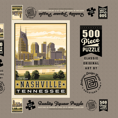 Darstellung des Puzzle Motivs American College Towns: Nashville, TN American College Towns: Nashville, TN 500 Puzzle Schachtel 3D Modell