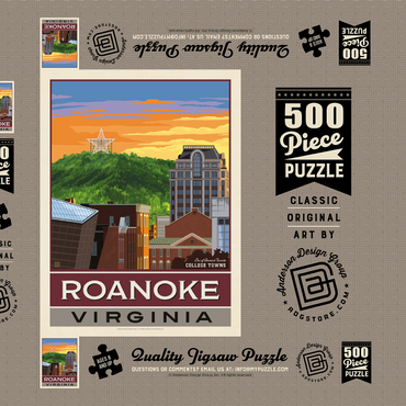 Darstellung des Puzzle Motivs American College Towns: Roanoke, VA 500 Puzzle Schachtel 3D Modell