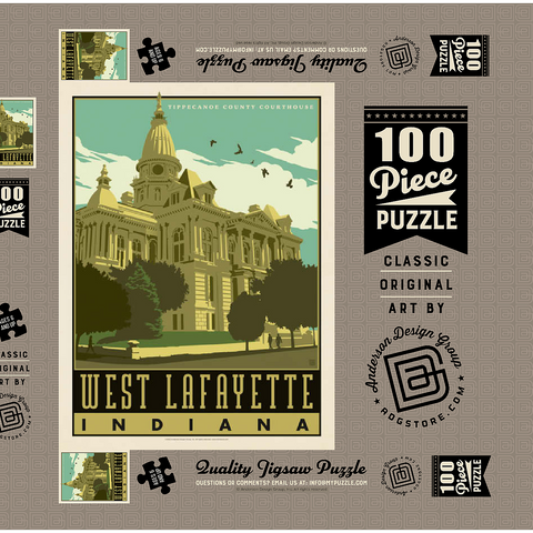 Darstellung des Puzzle Motivs American College Towns: West Lafayette American College Towns: West Lafayette 100 Puzzle Schachtel 3D Modell