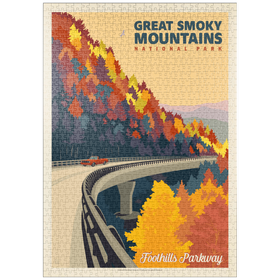 Darstellung des Puzzle Motivs Great Smoky Mountains National Park: Foothills Parkway In The Fall - Puzzleteile: 1000