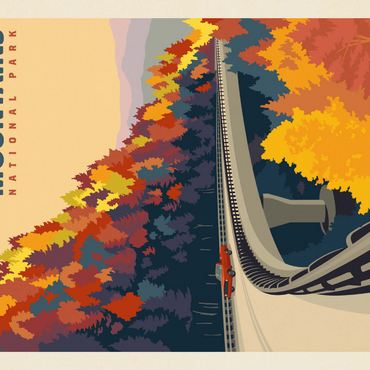 Darstellung des Puzzle Motivs Great Smoky Mountains National Park: Foothills Parkway In The Fall 1000 Puzzle 3D Modell
