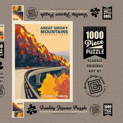 Darstellung des Puzzle Motivs Great Smoky Mountains National Park: Foothills Parkway In The Fall Great Smoky Mountains National Park: Foothills Parkway In The Fall 1000 Puzzle Schachtel 3D Modell
