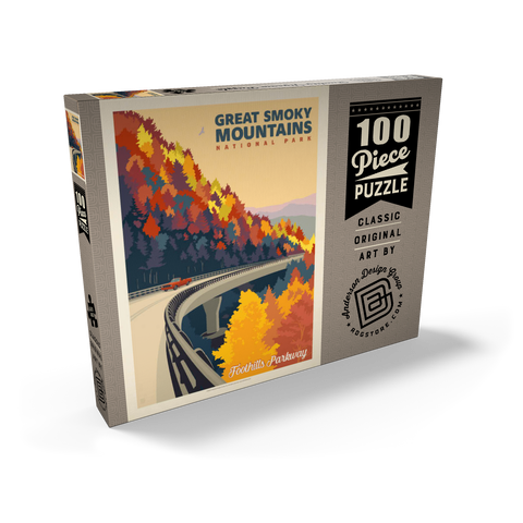 Darstellung des Puzzle Motivs Great Smoky Mountains National Park: Foothills Parkway In The Fall Great Smoky Mountains National Park: Foothills Parkway In The Fall 100 Puzzle Schachtel Ansicht2