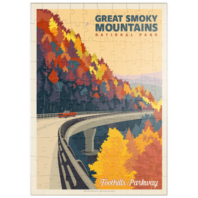Darstellung des Puzzle Motivs Great Smoky Mountains National Park: Foothills Parkway In The Fall - Puzzleteile: 100