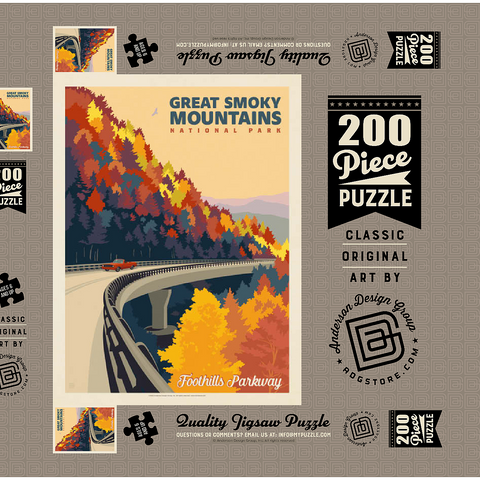 Darstellung des Puzzle Motivs Great Smoky Mountains National Park: Foothills Parkway In The Fall Great Smoky Mountains National Park: Foothills Parkway In The Fall 200 Puzzle Schachtel 3D Modell