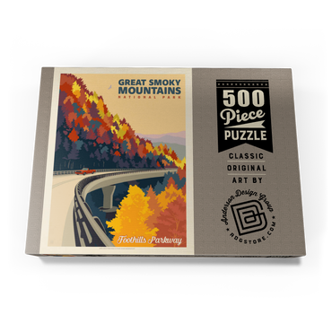 Darstellung des Puzzle Motivs Great Smoky Mountains National Park: Foothills Parkway In The Fall 500 Puzzle Schachtel Ansicht3