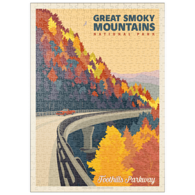 Darstellung des Puzzle Motivs Great Smoky Mountains National Park: Foothills Parkway In The Fall - Puzzleteile: 500