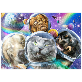 Darstellung des Puzzle-Motivs Astronaut Pet Selfie, Space Cat - Random Galaxy – Puzzleteile: 500