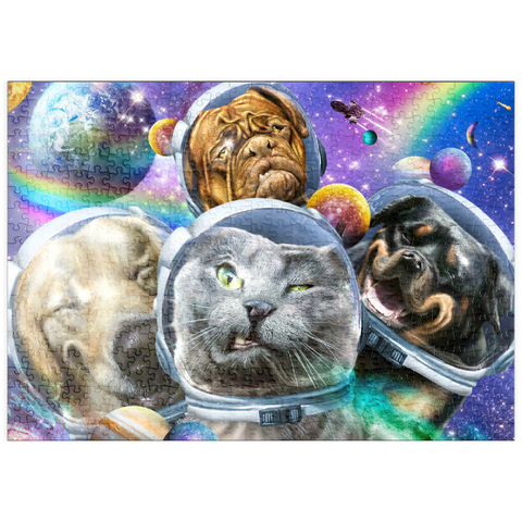 Darstellung des Puzzle Motivs Astronaut Pet Selfie, Space Cat - Random Galaxy puzzleplate Astronaut Pet Selfie, Space Cat - Random Galaxy 500 Puzzle