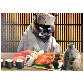 Darstellung des Puzzle-Motivs Black Cat Chef, Sushi Ramen - Random Galaxy – Puzzleteile: 1000