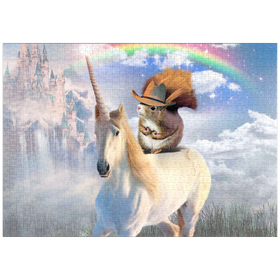 Darstellung des Puzzle-Motivs Squirrel Riding Unicorn - Random Galaxy – Puzzleteile: 1000