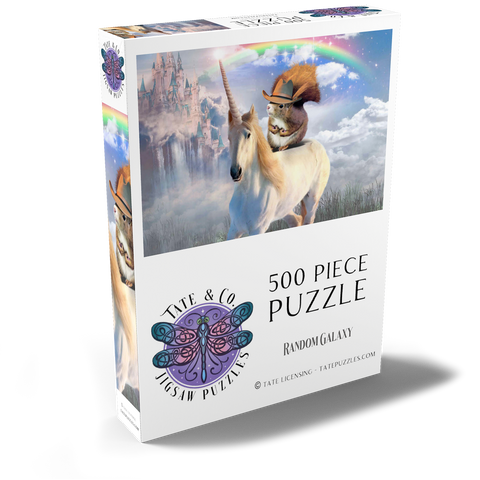 Darstellung des Puzzle Motivs Squirrel Riding Unicorn - Random Galaxy Squirrel Riding Unicorn - Random Galaxy 500 Puzzle Schachtel Ansicht2