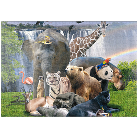 Darstellung des Puzzle-Motivs African Animals Waterfall - Random Galaxy – Puzzleteile: 1000