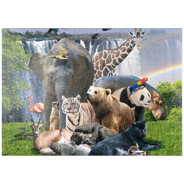 Darstellung des Puzzle Motivs puzzleplate African Animals Waterfall - Random Galaxy 1000 Puzzle