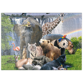 Darstellung des Puzzle-Motivs African Animals Waterfall - Random Galaxy – Puzzleteile: 500