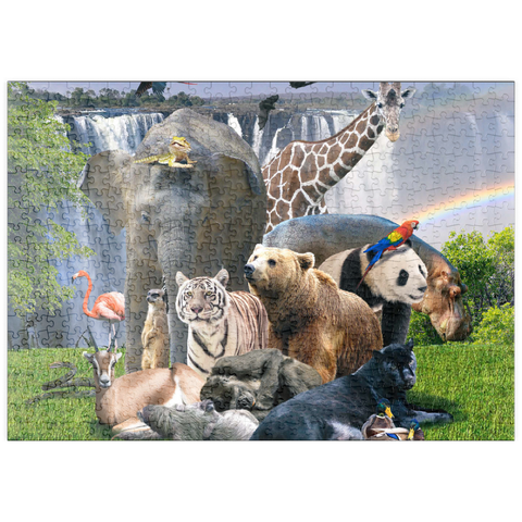 Darstellung des Puzzle Motivs African Animals Waterfall - Random Galaxy puzzleplate African Animals Waterfall - Random Galaxy 500 Puzzle