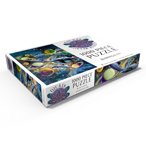 Darstellung des Puzzle Motivs Galaxy Dolphin, Space Dolphins - Random Galaxy Galaxy Dolphin, Space Dolphins - Random Galaxy 1000 Puzzle Schachtel Ansicht1