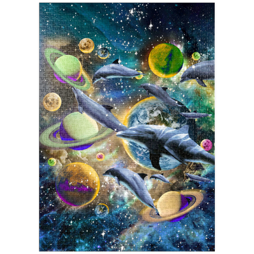 Darstellung des Puzzle Motivs puzzleplate Galaxy Dolphin, Space Dolphins - Random Galaxy 1000 Puzzle