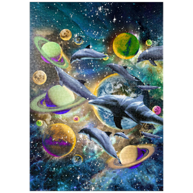 Darstellung des Puzzle Motivs Galaxy Dolphin, Space Dolphins - Random Galaxy - Puzzleteile: 1000