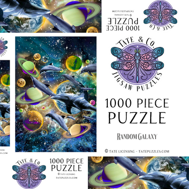 Darstellung des Puzzle Motivs Galaxy Dolphin, Space Dolphins - Random Galaxy 1000 Puzzle Schachtel 3D Modell