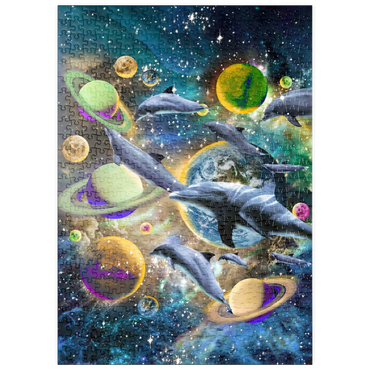Darstellung des Puzzle Motivs puzzleplate Galaxy Dolphin, Space Dolphins - Random Galaxy 500 Puzzle
