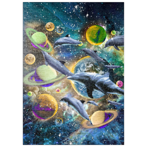 Darstellung des Puzzle Motivs Galaxy Dolphin, Space Dolphins - Random Galaxy puzzleplate Galaxy Dolphin, Space Dolphins - Random Galaxy 500 Puzzle