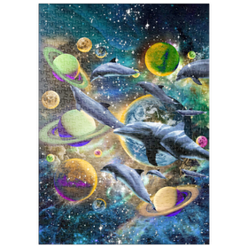 Darstellung des Puzzle Motivs Galaxy Dolphin, Space Dolphins - Random Galaxy - Puzzleteile: 500