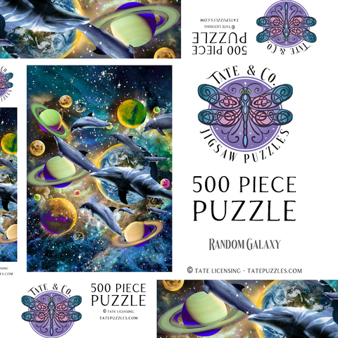 Darstellung des Puzzle Motivs Galaxy Dolphin, Space Dolphins - Random Galaxy Galaxy Dolphin, Space Dolphins - Random Galaxy 500 Puzzle Schachtel 3D Modell