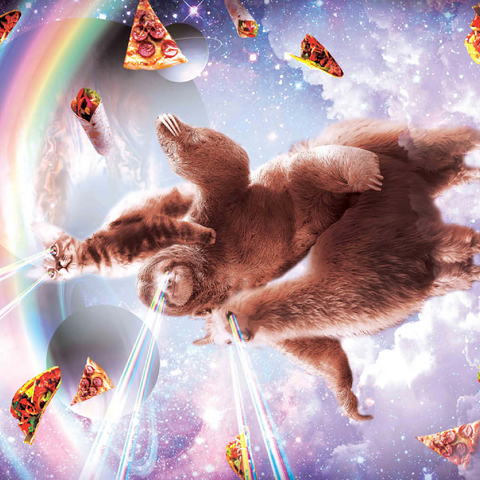 Darstellung des Puzzle Motivs Cat Sloth Llama, Riding Pile - Random Galaxy Cat Sloth Llama, Riding Pile - Random Galaxy 500 Puzzle 3D Modell